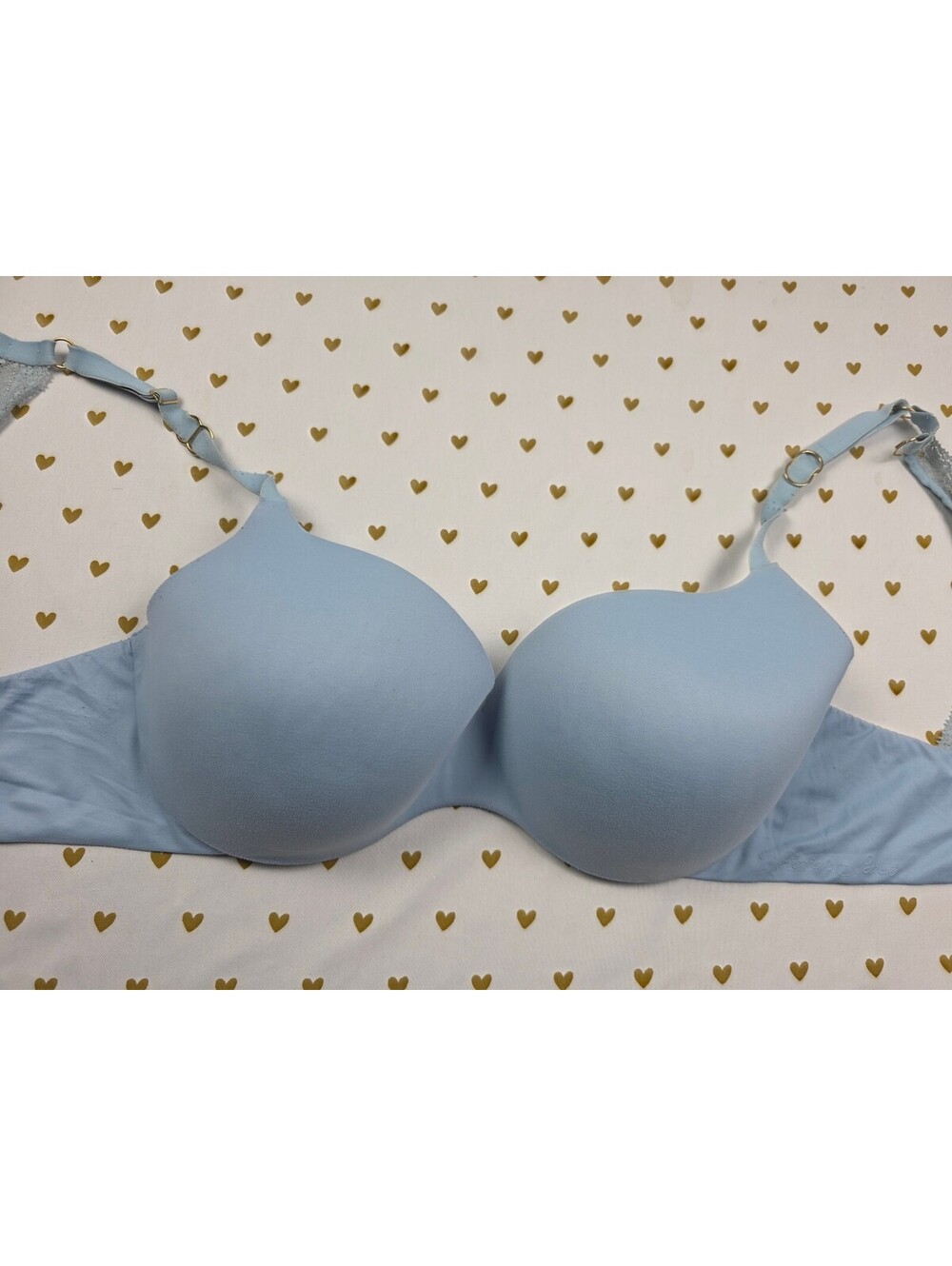 Victorias Secret Blue Soft Incredible Wireless Lined Demi Balconette Bra 36DD